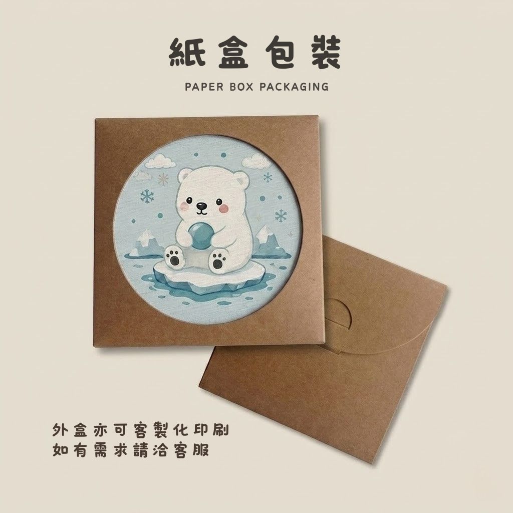 珪藻土吸水杯墊 獨立牛皮紙盒開窗包裝外觀展示