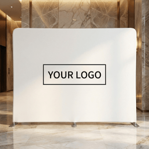 快幕秀展架 正面空白與Logo模擬示意