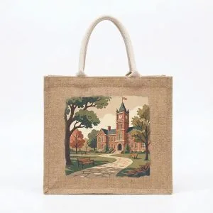 客製化麻布袋 建築插圖全彩數位噴印效果展示
