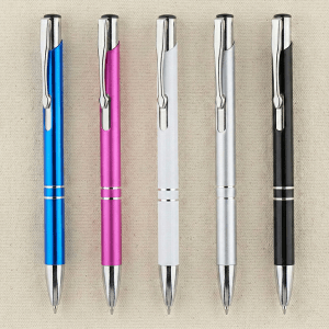 雙銀環金屬色按壓筆 藍色 粉色 白色 銀色 黑色款合照