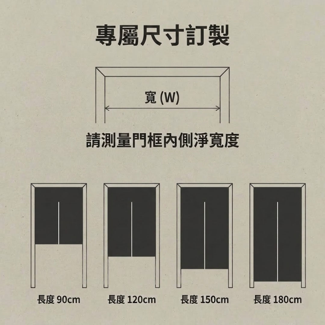 棉麻風百搭門簾 7 棉麻風百搭門簾 專屬尺寸訂製測量門框淨寬度與長度說明