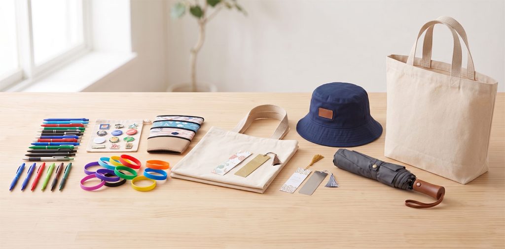 不同價位的客製化禮品依預算高低排列，從廣告筆到帆布托特包