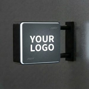LED磁吸小燈箱 黑色方型款側面磁吸支架與發光效果特寫