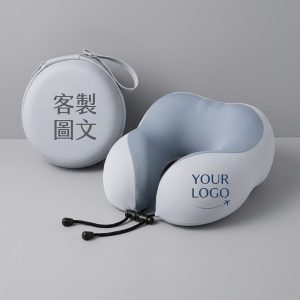 涼感記憶棉人體工學頸枕 收納盒與枕面客製化加工位置正面示意
